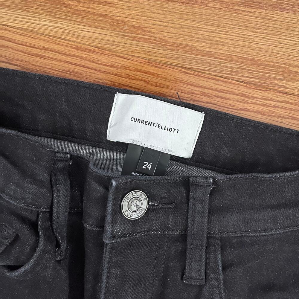 Current/Elliott Stiletto Star Jeans Womens 24 High Waist Black Vineland Crop - Picture 5 of 10